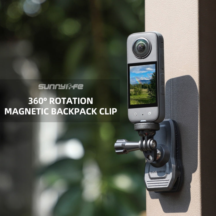Sunnylife 360 Degree Rotation Swivel Backpack Clip Magnetic Suction Action Camera Mount(Black) by Sunnylife