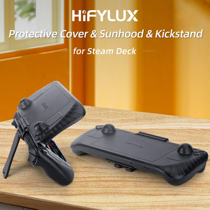 For Steam Deck Hifylux 3 in 1 Gaming Console Protector Guard Monitor Cover Sun Hood Kickstand Holder Mount(Black) by bashfashion