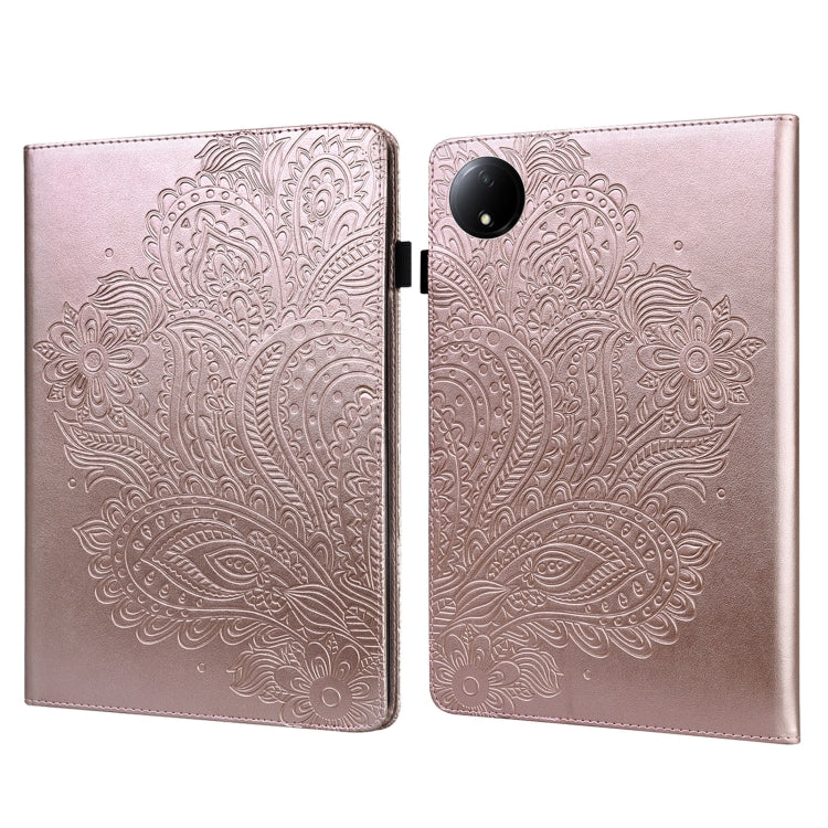 For Xiaomi Redmi Pad SE 8.7 Peacock Embossed Pattern Leather Tablet Case(Rose Gold) by bashfashion