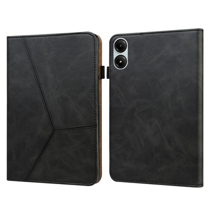 For Xiaomi Poco Pad 12.1 Solid Color Stripe Embossed Leather Tablet Case(Black) by bashfashion
