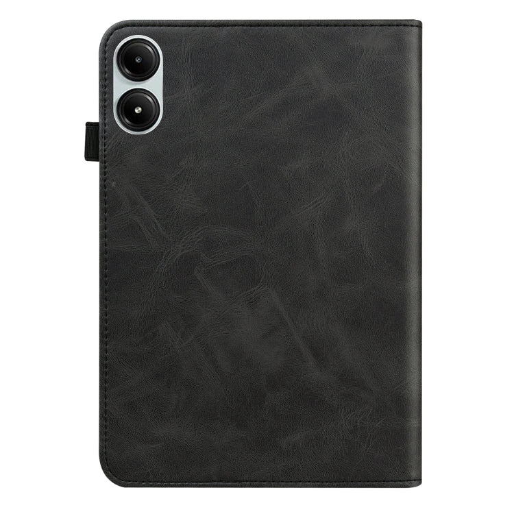 For Xiaomi Poco Pad 12.1 Solid Color Stripe Embossed Leather Tablet Case(Black) by bashfashion