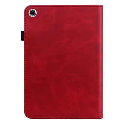 For Samsung Galaxy Tab A9+ Solid Color Stripe Embossed Leather Tablet Case(Red) by bashfashion