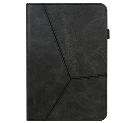 For Samsung Galaxy Tab S9+ / S9 FE+ Solid Color Stripe Embossed Leather Tablet Case(Black) by bashfashion