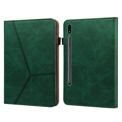 For Samsung Galaxy Tab S9+ / S9 FE+ Solid Color Stripe Embossed Leather Tablet Case(Green) by bashfashion