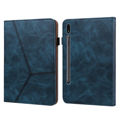For Samsung Galaxy Tab S9+ / S9 FE+ Solid Color Stripe Embossed Leather Tablet Case(Blue) by bashfashion