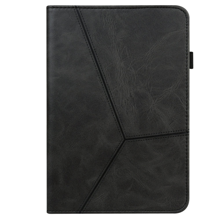 For Samsung Galaxy Tab S9 / S9 FE Solid Color Stripe Embossed Leather Tablet Case(Black) by bashfashion