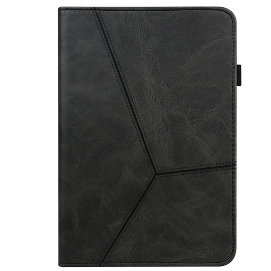 For Samsung Galaxy Tab S9 / S9 FE Solid Color Stripe Embossed Leather Tablet Case(Black) by bashfashion