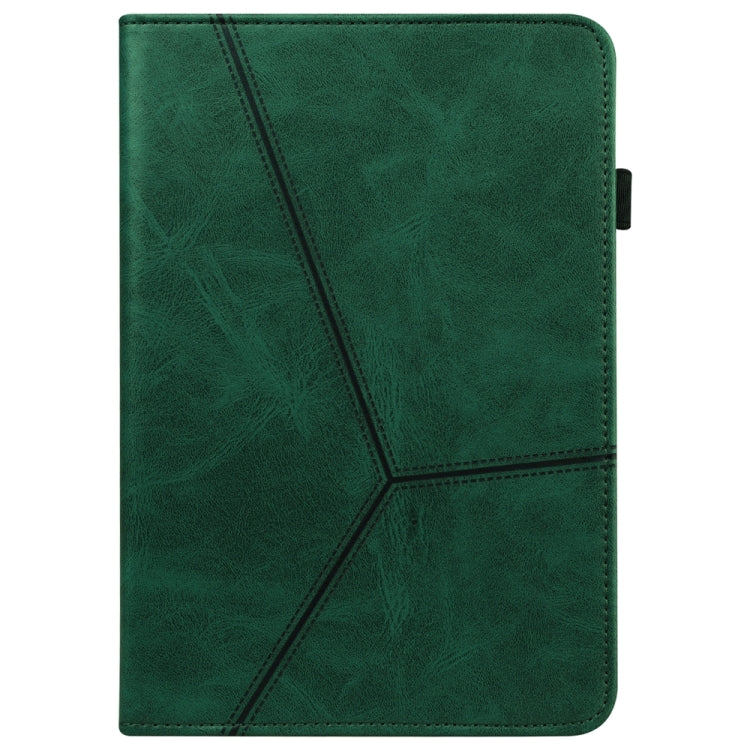 For Samsung Galaxy Tab S9 / S9 FE Solid Color Stripe Embossed Leather Tablet Case(Green) by bashfashion