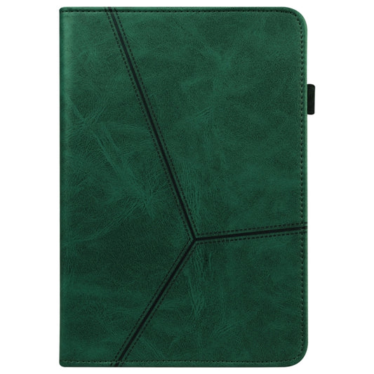 For Samsung Galaxy Tab S9 / S9 FE Solid Color Stripe Embossed Leather Tablet Case(Green) by bashfashion