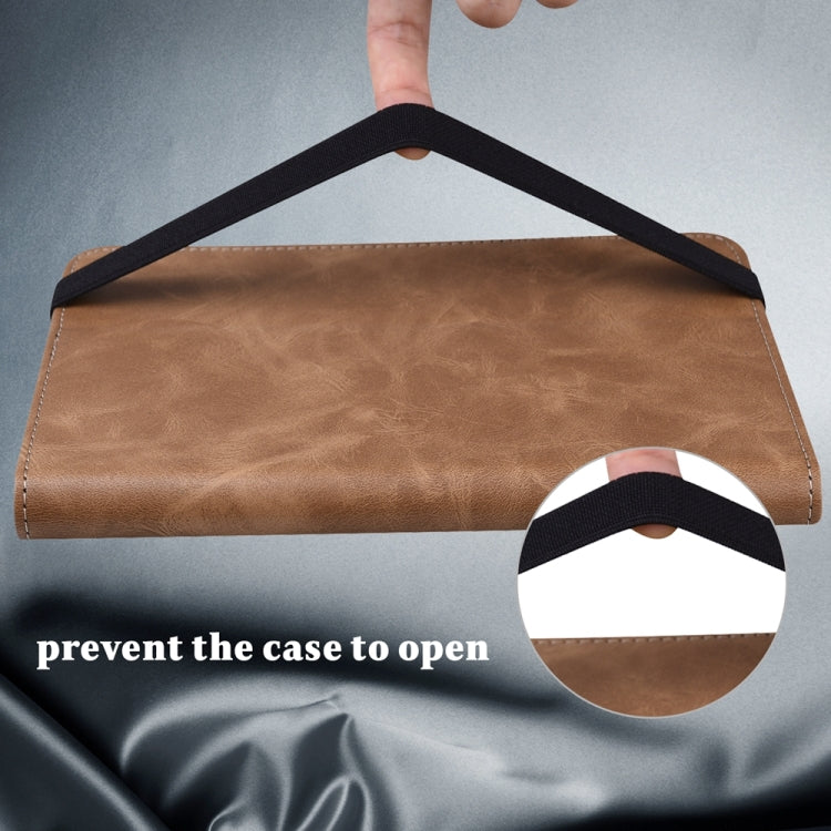 For Samsung Galaxy Tab S9 / S9 FE Solid Color Stripe Embossed Leather Tablet Case(Brown) by bashfashion