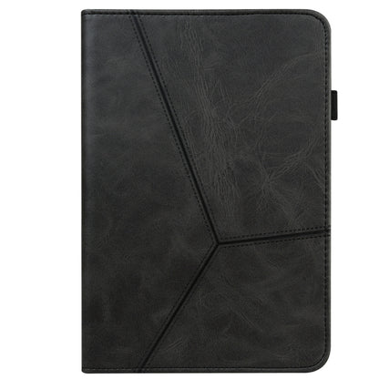 For Samsung Galaxy Tab S7 / S8 Solid Color Stripe Embossed Leather Tablet Case(Black) by bashfashion
