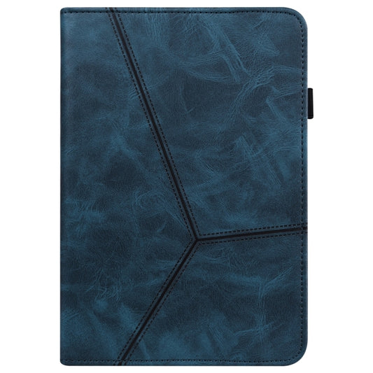 For Samsung Galaxy Tab S7 / S8 Solid Color Stripe Embossed Leather Tablet Case(Blue) by bashfashion