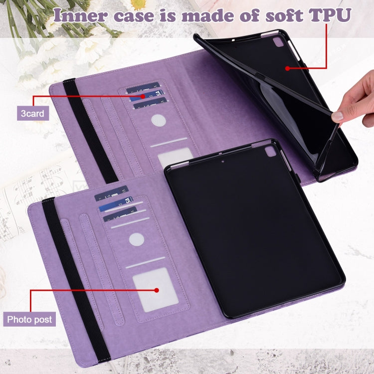 For Samsung Galaxy Tab A9 Tree & Deer Embossed Leather Tablet Case(Purple) by bashfashion