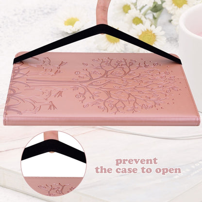 For Samsung Galaxy Tab A9 Tree & Deer Embossed Leather Tablet Case(Pink) by bashfashion