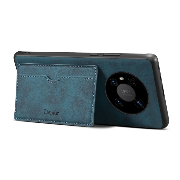 For Huawei Mate 60 Denior PU Single Card Slot Holder Phone Case(Blue) by Denior