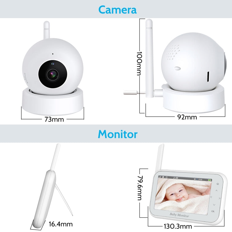 ABM201 4.5 inch Wireless Video Night Vision Baby Monitor Security Camera(EU Plug) by bashfashion