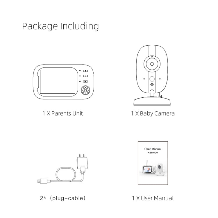 ABM600 3.5 inch Wireless Video Night Vision Baby Monitor Security Camera(US Plug) by bashfashion