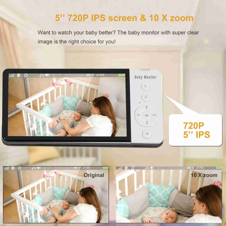 ABM700 5 inch Wireless Video Night Vision Baby Monitor Security Camera(US Plug) by bashfashion
