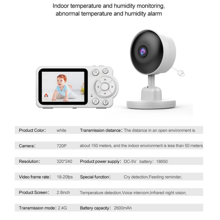 YE10-C3 2.8 inch 2.4G Wireless Video Night Vision Baby Monitor Security Camera(EU Plug) by bashfashion