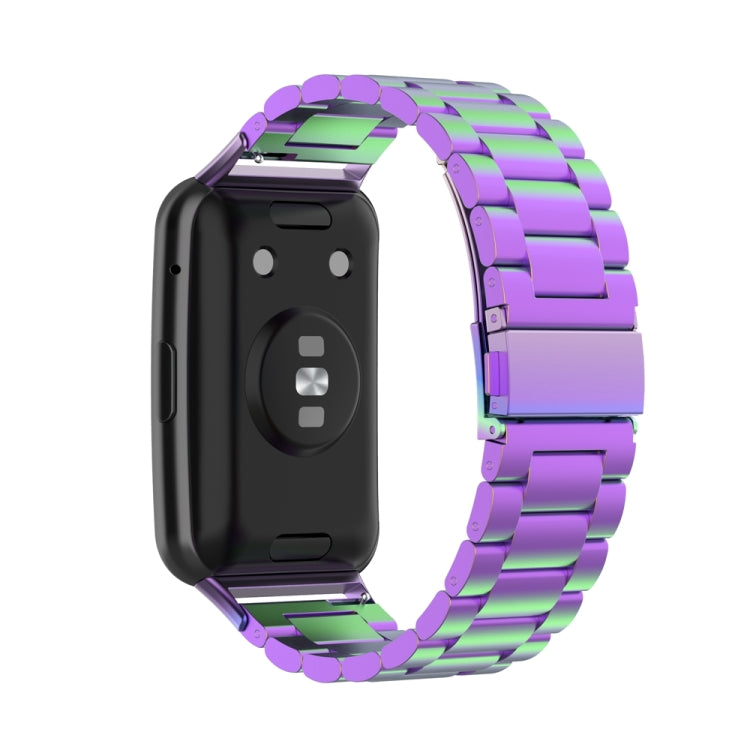 For Huawei Watch Fit Special Edition Three Strains Stainless Steel Watch Band(Colorful) by bashfashion