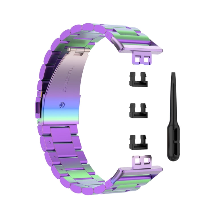 For Huawei Watch Fit Special Edition Three Strains Stainless Steel Watch Band(Colorful) by bashfashion