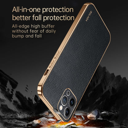 For iPhone 15 Pro SULADA TPU + Litchi Texture Leather Phone Case(Green) by SULADA