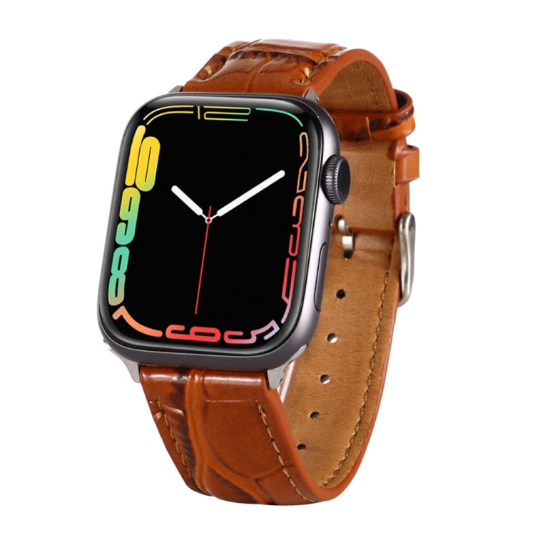 For Apple Watch Series 7 45mm / 6 & SE & 5 & 4 44mm / 3 & 2 & 1 42mm Crocodile Texture Leather Wrist Strap(Brown) by bashfashion