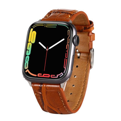 For Apple Watch Series 7 45mm / 6 & SE & 5 & 4 44mm / 3 & 2 & 1 42mm Crocodile Texture Leather Wrist Strap(Brown) by bashfashion