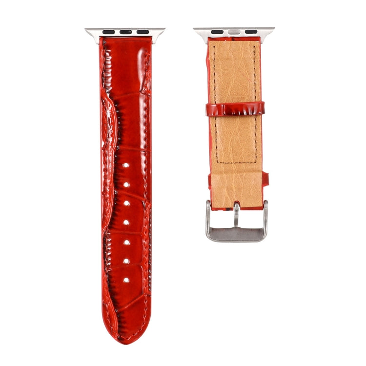 For Apple Watch Ultra 49mm / Series 8&7 45mm / SE 2&6&SE&5&4 44mm / 3&2&1 42mm Crocodile Texture Leather Wrist Strap(Red) by bashfashion