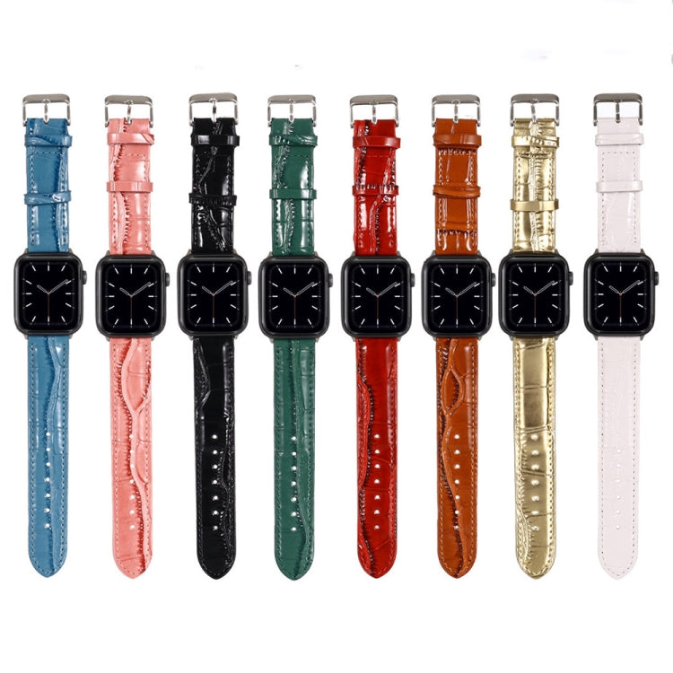 For Apple Watch Ultra 49mm / Series 8&7 45mm / SE 2&6&SE&5&4 44mm / 3&2&1 42mm Crocodile Texture Leather Wrist Strap(Red) by bashfashion