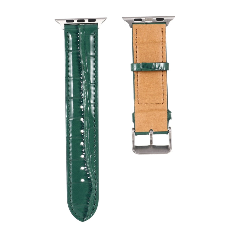 For Apple Watch Series 7 45mm / 6 & SE & 5 & 4 44mm / 3 & 2 & 1 42mm Crocodile Texture Leather Wrist Strap(Green) by bashfashion