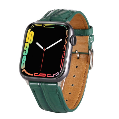 For Apple Watch Series 7 45mm / 6 & SE & 5 & 4 44mm / 3 & 2 & 1 42mm Crocodile Texture Leather Wrist Strap(Green) by bashfashion