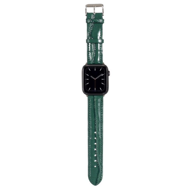 For Apple Watch Series 7 45mm / 6 & SE & 5 & 4 44mm / 3 & 2 & 1 42mm Crocodile Texture Leather Wrist Strap(Green) by bashfashion