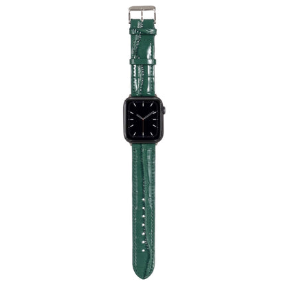 For Apple Watch Series 7 45mm / 6 & SE & 5 & 4 44mm / 3 & 2 & 1 42mm Crocodile Texture Leather Wrist Strap(Green) by bashfashion