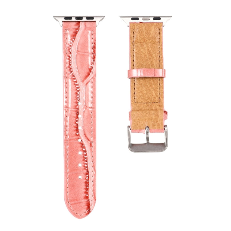 For Apple Watch Series 7 45mm / 6 & SE & 5 & 4 44mm / 3 & 2 & 1 42mm Crocodile Texture Leather Wrist Strap(Pink) by bashfashion