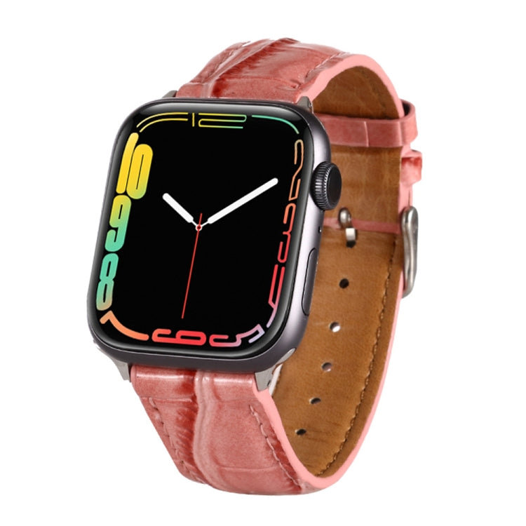For Apple Watch Series 7 45mm / 6 & SE & 5 & 4 44mm / 3 & 2 & 1 42mm Crocodile Texture Leather Wrist Strap(Pink) by bashfashion