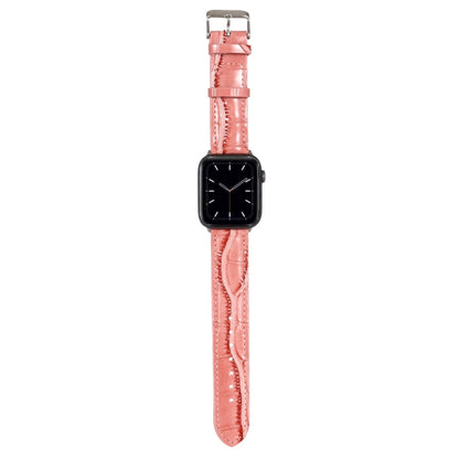 For Apple Watch Series 7 45mm / 6 & SE & 5 & 4 44mm / 3 & 2 & 1 42mm Crocodile Texture Leather Wrist Strap(Pink) by bashfashion
