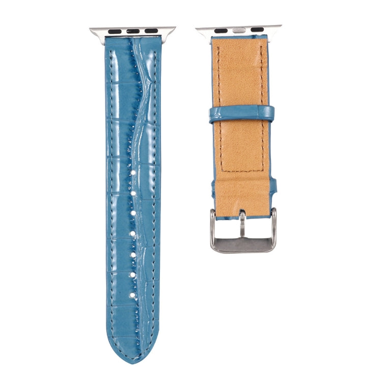For Apple Watch Ultra 49mm / Series 8&7 45mm / SE 2&6&SE&5&4 44mm / 3&2&1 42mm Crocodile Texture Leather Wrist Strap(Blue) by bashfashion
