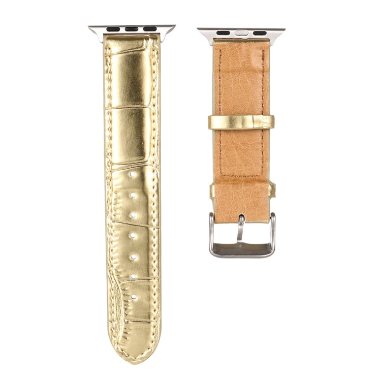 For Apple Watch Ultra 49mm / Series 8&7 45mm / SE 2&6&SE&5&4 44mm / 3&2&1 42mm Crocodile Texture Leather Wrist Strap(Gold) by bashfashion