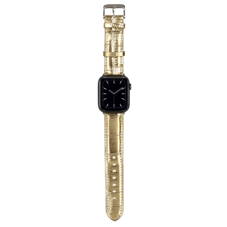 For Apple Watch Ultra 49mm / Series 8&7 45mm / SE 2&6&SE&5&4 44mm / 3&2&1 42mm Crocodile Texture Leather Wrist Strap(Gold) by bashfashion