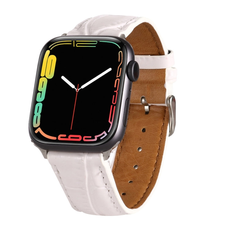 For Apple Watch Series 7 45mm / 6 & SE & 5 & 4 44mm / 3 & 2 & 1 42mm Crocodile Texture Leather Wrist Strap(White) by bashfashion