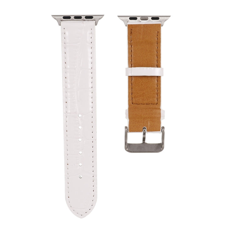 For Apple Watch Series 7 45mm / 6 & SE & 5 & 4 44mm / 3 & 2 & 1 42mm Crocodile Texture Leather Wrist Strap(White) by bashfashion