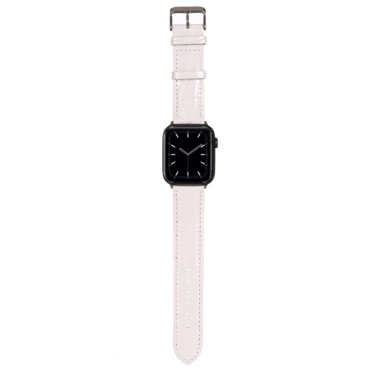 For Apple Watch Series 7 45mm / 6 & SE & 5 & 4 44mm / 3 & 2 & 1 42mm Crocodile Texture Leather Wrist Strap(White) by bashfashion