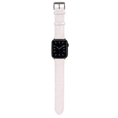 For Apple Watch Series 7 45mm / 6 & SE & 5 & 4 44mm / 3 & 2 & 1 42mm Crocodile Texture Leather Wrist Strap(White) by bashfashion