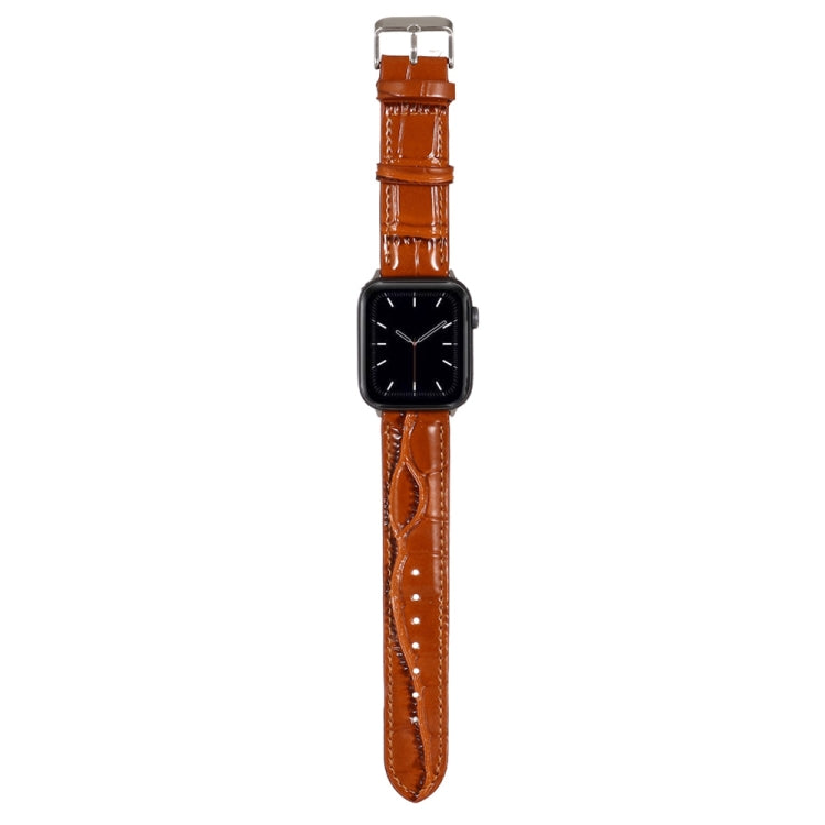 For Apple Watch Series 8&7 41mm / SE 2&6&SE&5&4 40mm / 3&2&1 38mm Crocodile Texture Leather Wrist Strap(Brown) by bashfashion