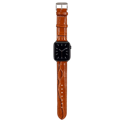 For Apple Watch Series 8&7 41mm / SE 2&6&SE&5&4 40mm / 3&2&1 38mm Crocodile Texture Leather Wrist Strap(Brown) by bashfashion