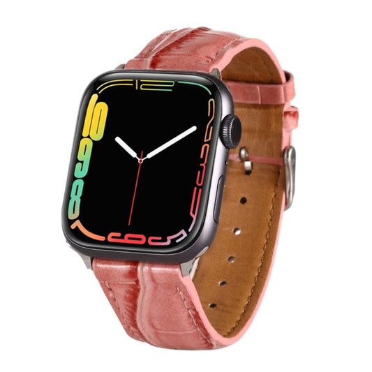For Apple Watch Series 8&7 41mm / SE 2&6&SE&5&4 40mm / 3&2&1 38mm Crocodile Texture Leather Wrist Strap(Pink) by bashfashion