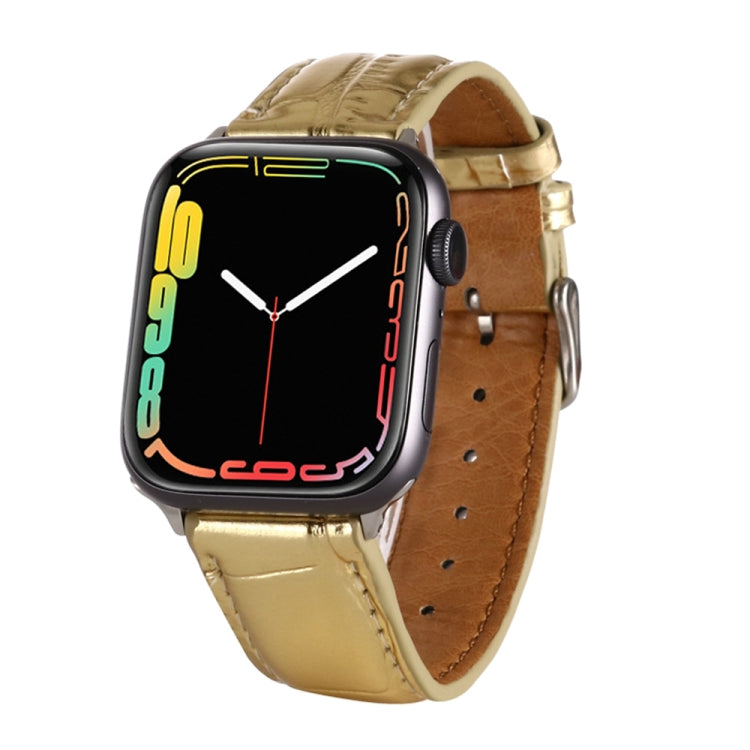 For Apple Watch Series 7 41mm / 6 & SE & 5 & 4 40mm / 3 & 2 & 1 38mm Crocodile Texture Leather Wrist Strap(Gold) by bashfashion