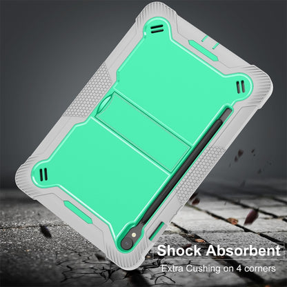 For Samsung Galaxy Tab S9 Shockproof Silicone Hybrid PC Tablet Case with Holder(Mint Green + Grey) by bashfashion