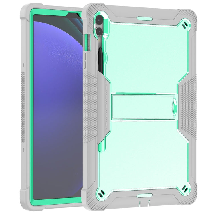 For Samsung Galaxy Tab S9+ Shockproof Silicone Hybrid PC Tablet Case with Holder(Mint Green + Grey) by bashfashion